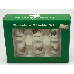 Porcelain Thimble Set Musical Instruments Set Of 6  Gift For Music Teacher